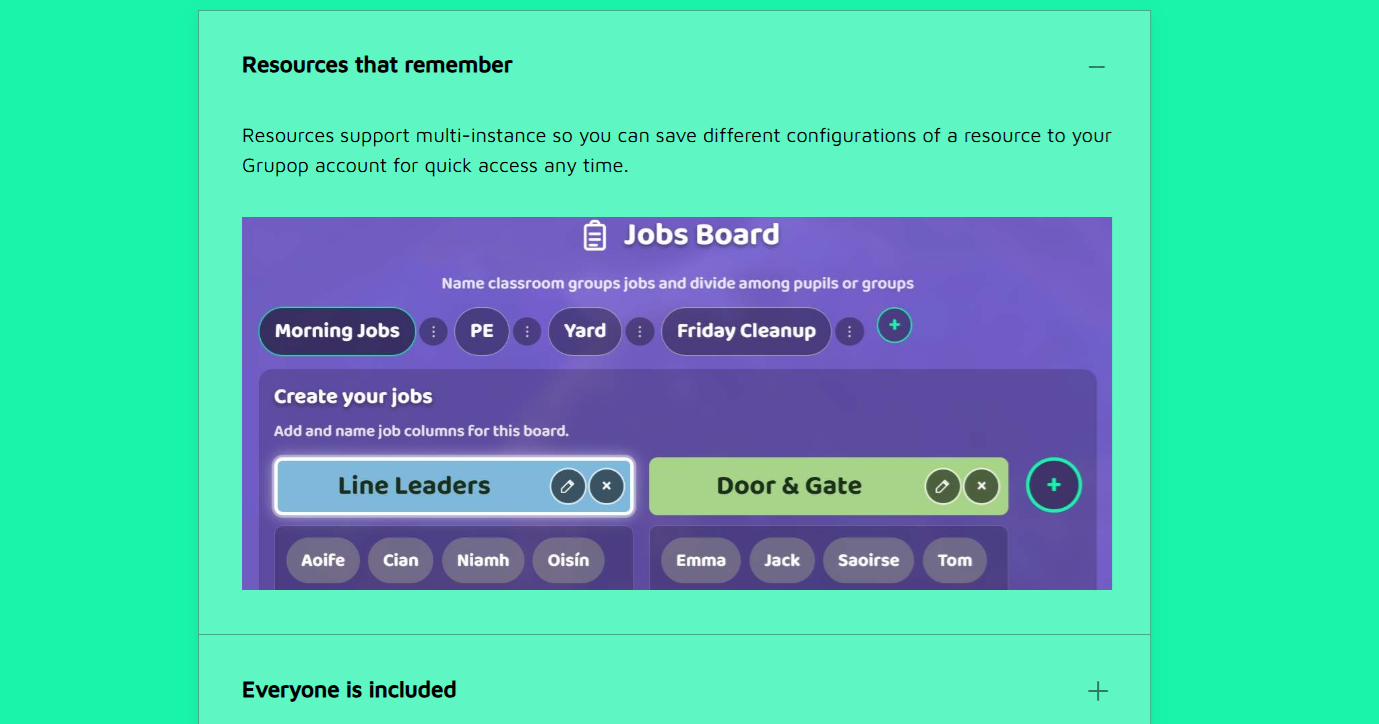 Articulate Rise Accordion item expanded with an embedded Grupop screenshot