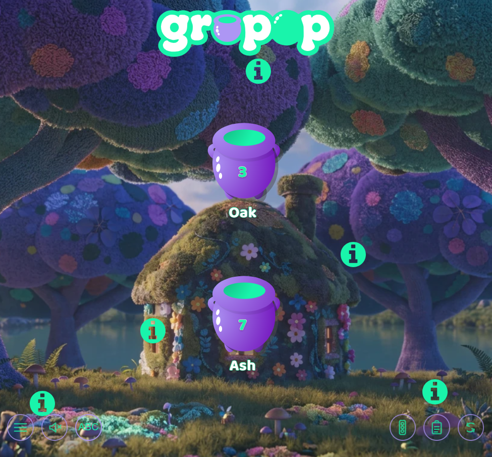 All five UserGuiding hotspots visible on the Grupop classroom mock